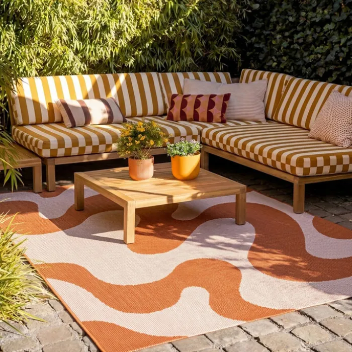 In- & Outdoor Teppich - Summer Swirl Terracotta