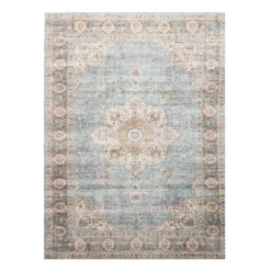 In- & Outdoor Teppich Vintage - Kairo Medaillon Hellblau Creme