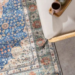 In- & Outdoor Teppich Vintage - Kairo Medaillon Dunkelblau Terra