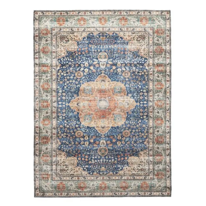 In- & Outdoor Teppich Vintage - Kairo Medaillon Dunkelblau Terra