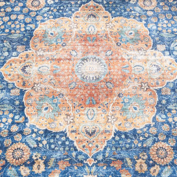 In- & Outdoor Teppich Vintage - Kairo Medaillon Dunkelblau Terra