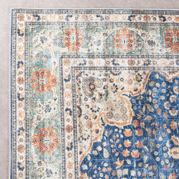 In- & Outdoor Teppich Vintage - Kairo Medaillon Dunkelblau Terra