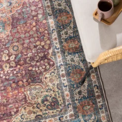 In- & Outdoor Teppich Vintage - Kairo Medaillon Bordeaux