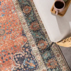In- & Outdoor Teppich Vintage - Kairo Medaillon Terra Dunkelblau