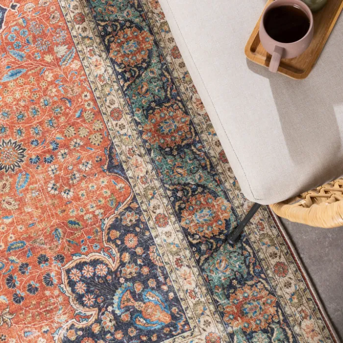 In- & Outdoor Teppich Vintage - Kairo Medaillon Terra Dunkelblau