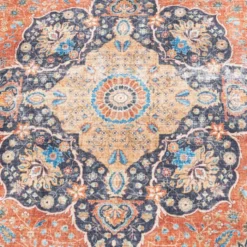 In- & Outdoor Teppich Vintage - Kairo Medaillon Terra Dunkelblau