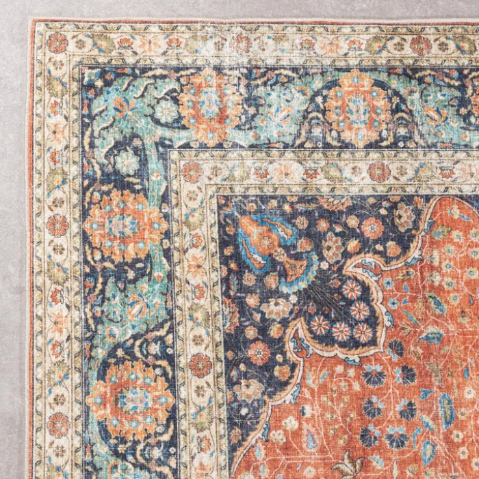 In- & Outdoor Teppich Vintage - Kairo Medaillon Terra Dunkelblau