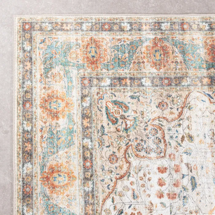 In- & Outdoor Teppich Vintage - Kairo Medaillon Creme Bunt