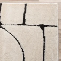 Japandi Teppich - Yori Blocks Creme Schwarz