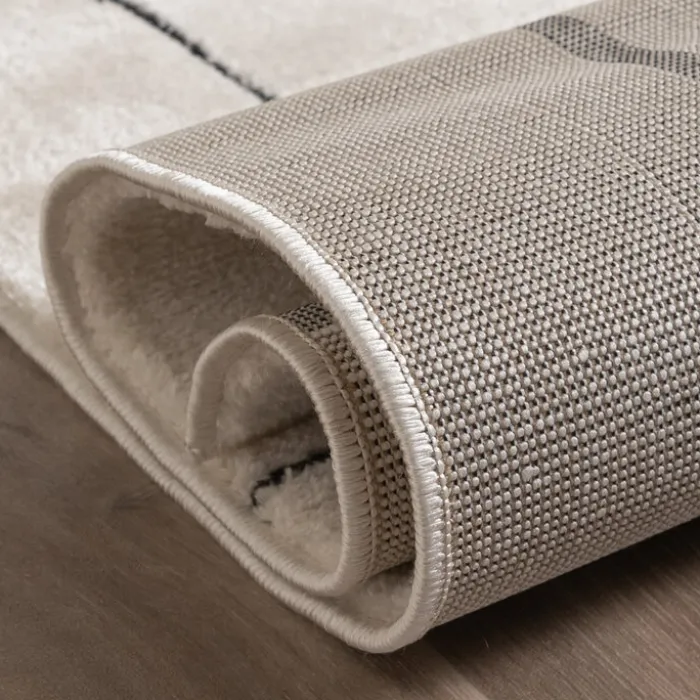 Japandi Teppich - Yori Blocks Creme Schwarz