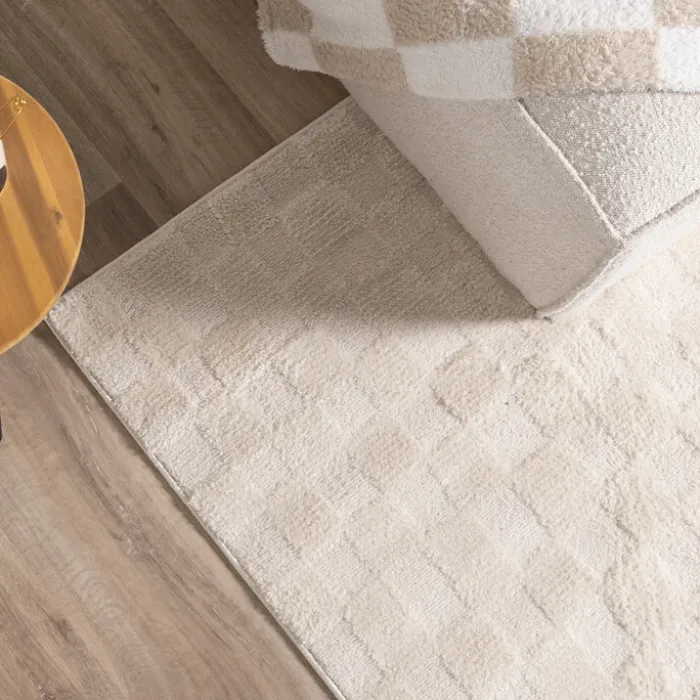 Japandi Teppich - Yori Checkerboard Creme