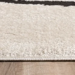Japandi Teppich - Yori Lines Creme Schwarz