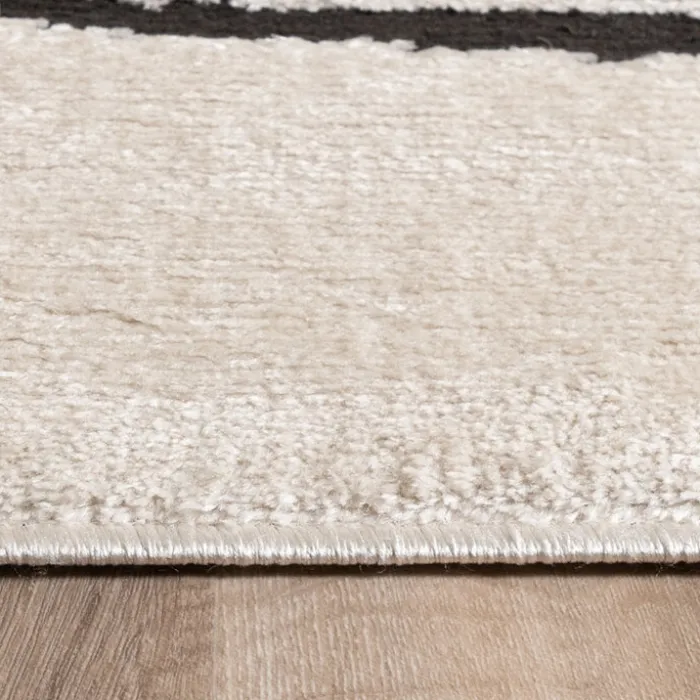 Japandi Teppich - Yori Lines Creme Schwarz
