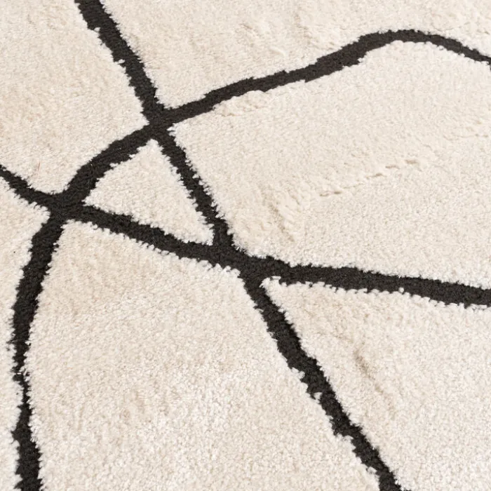 Japandi Teppich - Yori Lines Creme Schwarz