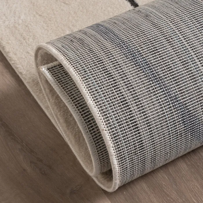 Japandi Teppich - Yori Lines Creme Schwarz
