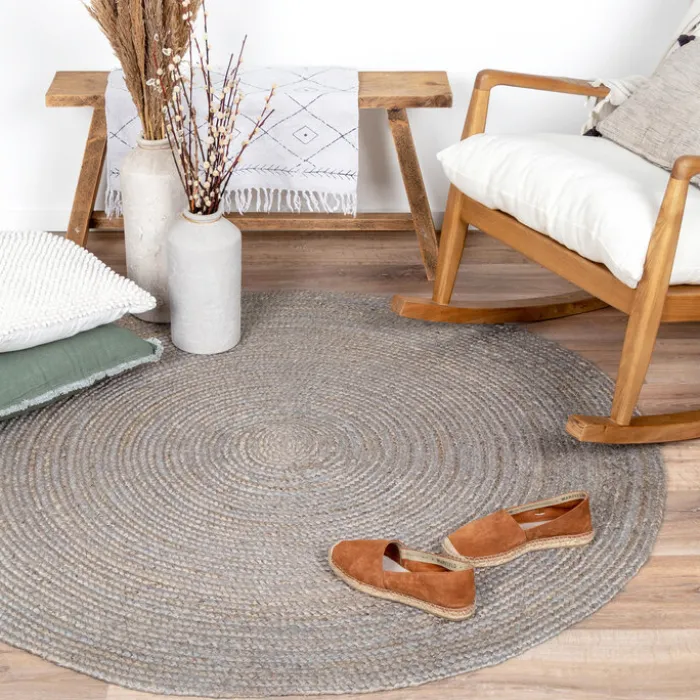Jute Teppich Rund - Fair Grau