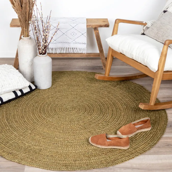 Jute Teppich Rund - Fair Grün
