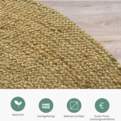 Jute Teppich Rund - Fair Grün