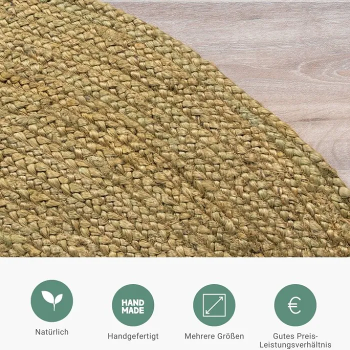 Jute Teppich Rund - Fair Grün