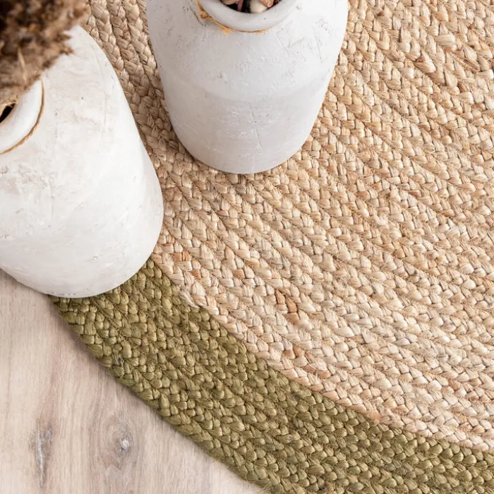 Jute Teppich Rund - Fair Natur Grün