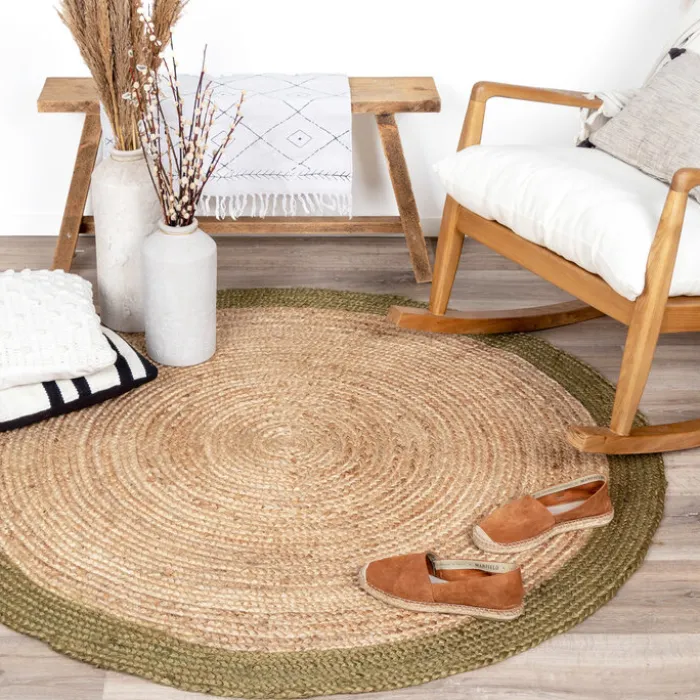 Jute Teppich Rund - Fair Natur Grün