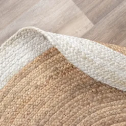 Jute Teppich Rund - Fair Natur Weiß