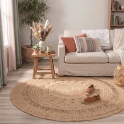 Jute Teppich Rund - Fair Rotan Natur