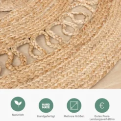 Jute Teppich Rund - Fair Rotan Natur