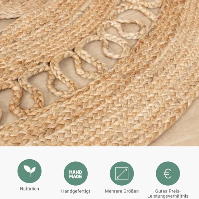 Jute Teppich Rund - Fair Rotan Natur