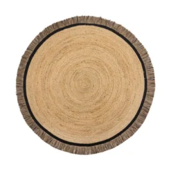 Jute Teppich Rund - Kahano Natur Schwarz - Ø 180cm