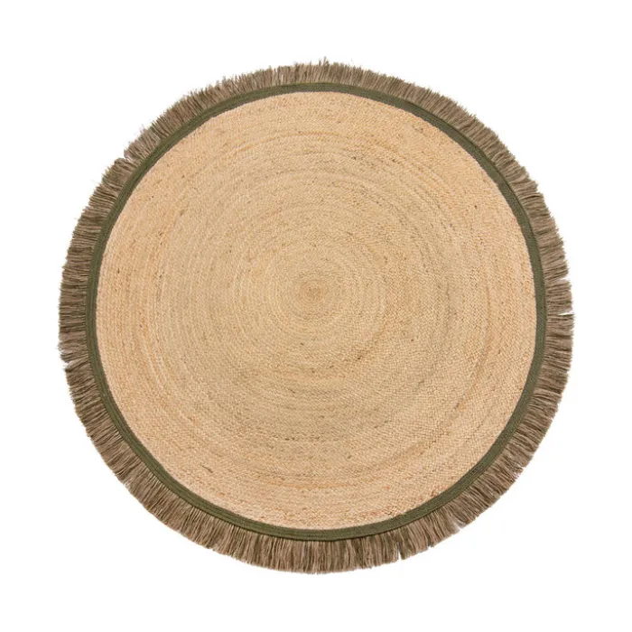 Jute Teppich Rund - Kahano Natur Grün - Ø 180cm