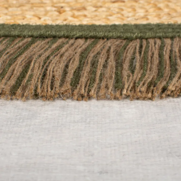 Jute Teppich Rund - Kahano Natur Grün - Ø 180cm