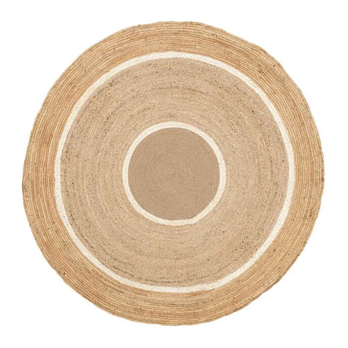 Jute Teppich Rund - Mirai Circle Weiss Natur