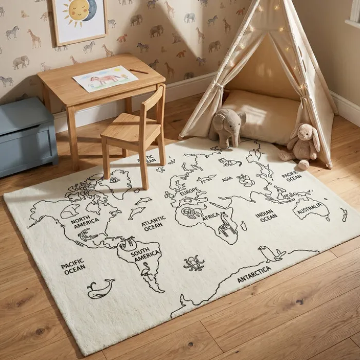 Kinderteppich - Globe Creme
