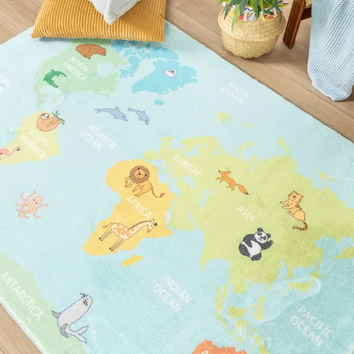 Kinderteppich - Globe Hellblau