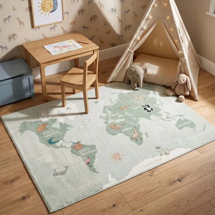Kinderteppich - Globe Mint