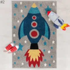 Kinderteppich - Rocco Rocket Grau Blau - 80x120cm