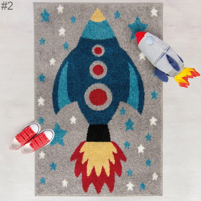 Kinderteppich - Rocco Rocket Grau Blau - 80x120cm