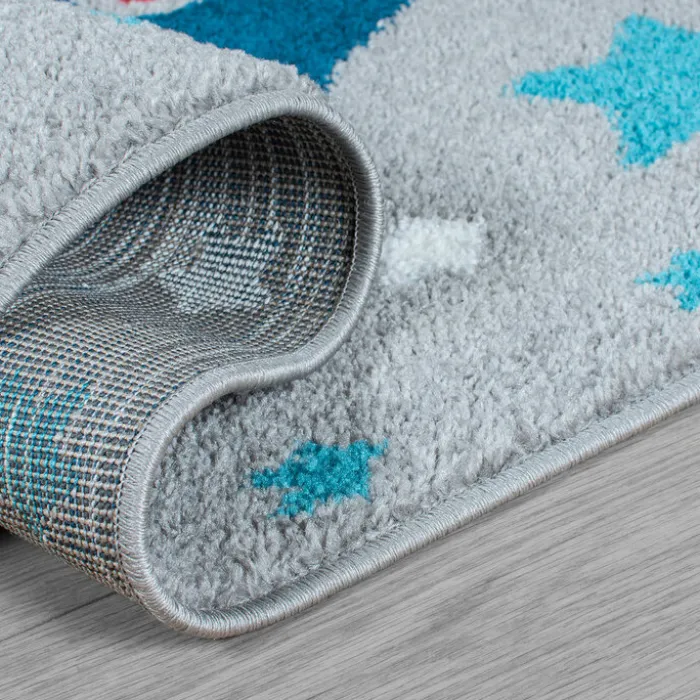 Kinderteppich - Rocco Rocket Grau Blau - 80x120cm