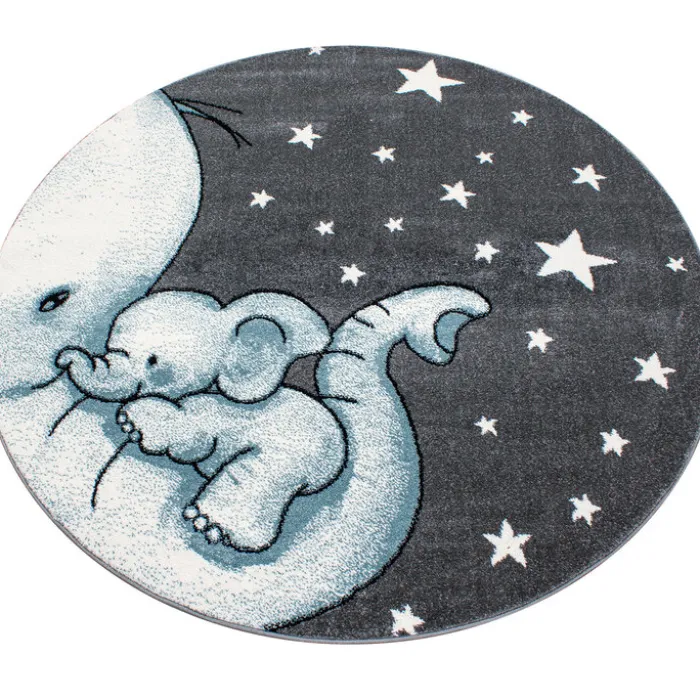 Kinderteppich Rund - Anna Elefant Blau