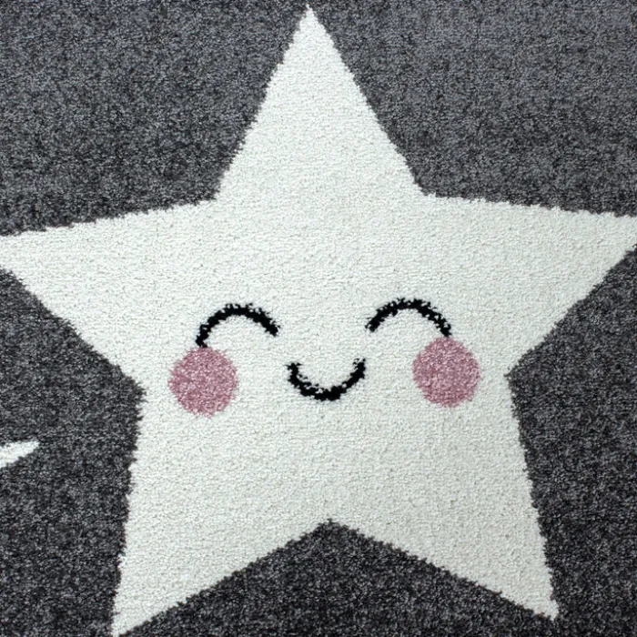 Kinderteppich Rund - Anna Sterne Grau