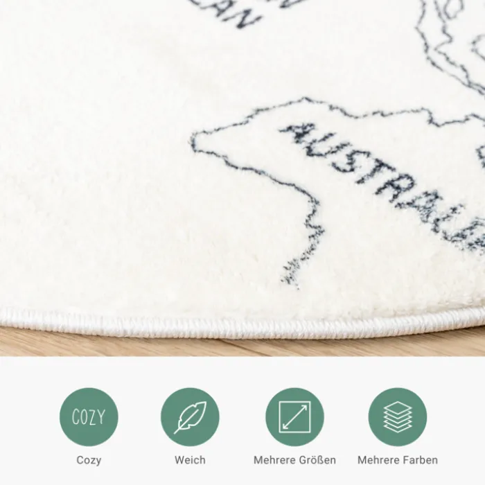 Kinderteppich Rund - Globe Creme
