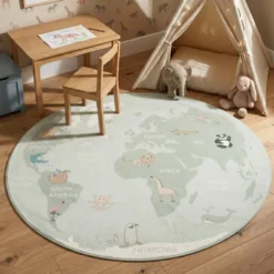 Kinderteppich Rund - Globe Mint