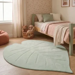 Kinderteppich Waschbar - Coco Blatt Grün