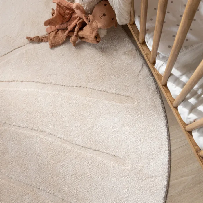 Kinderteppich Waschbar - Coco Blatt Beige