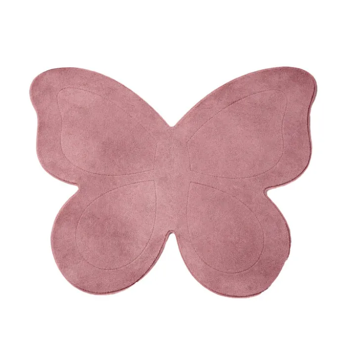 Kinderteppich Waschbar - Coco Schmetterling Dunkelrosa