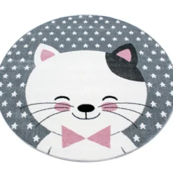 Kindertepppich Rund - Anna Katze Rosa