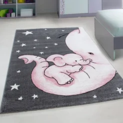 Kinderzimmer Teppich - Anna Elefant Rosa