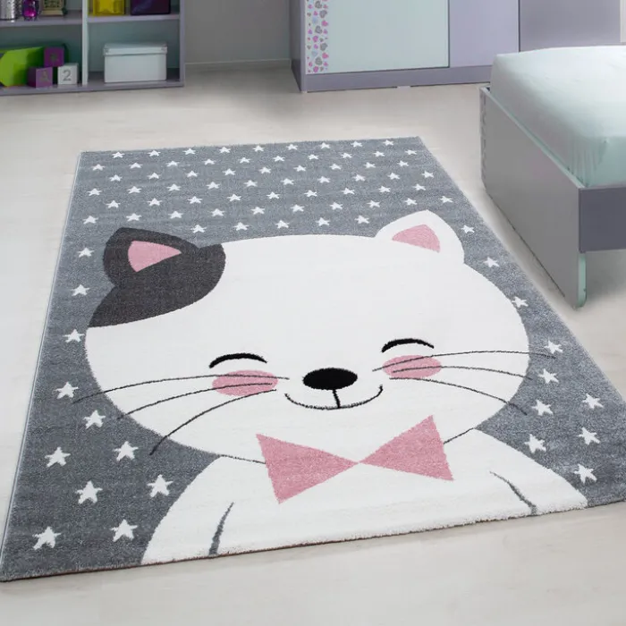 Kinderzimmerteppich - Anna Katze Rosa