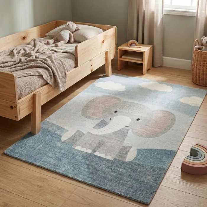 Kinderzimmer Teppich - Balou Elefant Grau